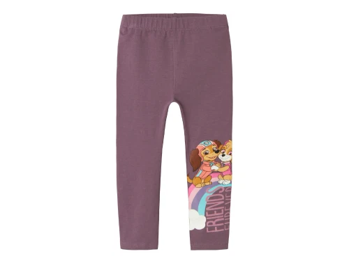 Mørke lilla leggings med paw patrol print på det ene ben fra Name It 13240601 arctic dusk